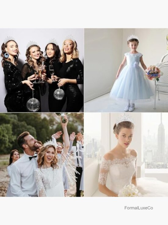 3 Pack Crystal Tiaras Princess Crowns Bridal Queen Headbands Wedding Party Hair